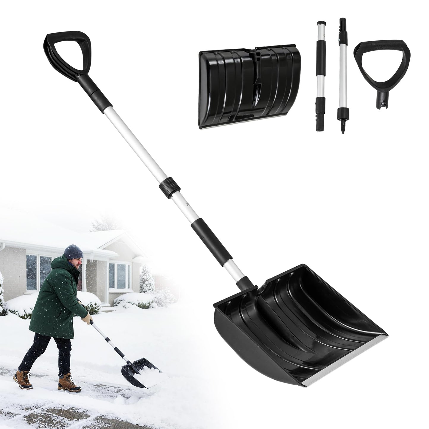 Snow Shovel for Driveway Car, Large Capacity Snow Removal Tool