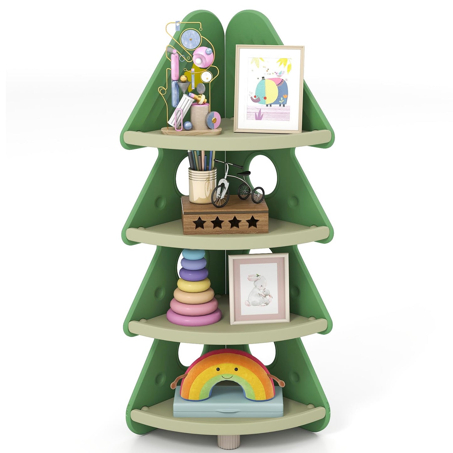 4-Tier Kids Corner Bookshelf for Kids Room and Nursery Playroom