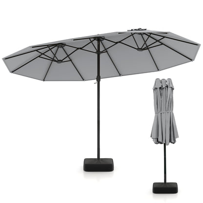 4.5m Outdoor Extra Large Double-Sided Parasol with Base & 12 Metal Ribs