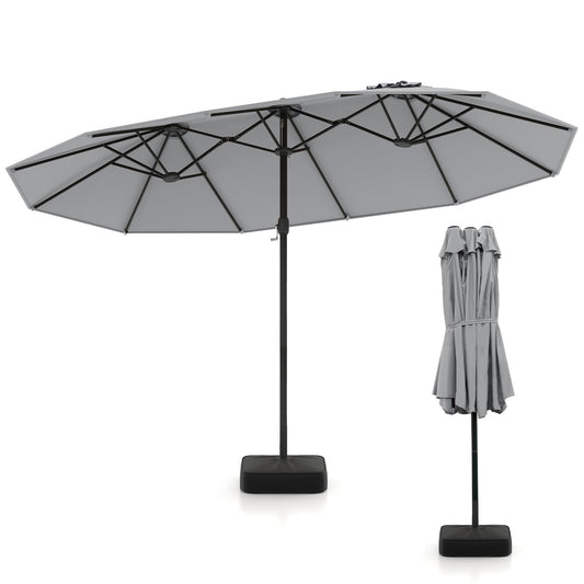 4.5m Outdoor Extra Large Double-Sided Parasol with Base & 12 Metal Ribs