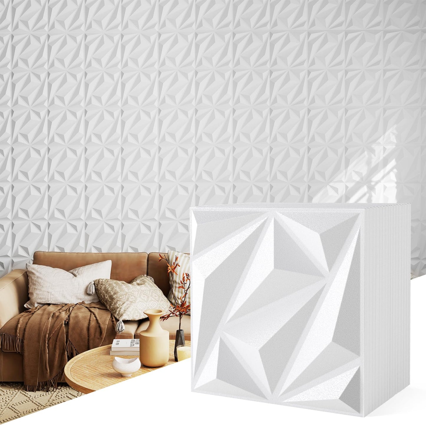 50-Pack 3D Wall Panel with Included Stickers