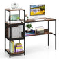 Computer Desk, 2-in-1 Workstation PC Laptop Table with Storage Bookshelf