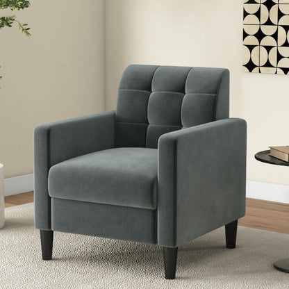 Upholstered Armchair Modern Velvet Accent Chair with Tufted Back