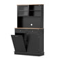 GiantexUK Tilt Out Trash Bin Cabinet, Wooden Tall Kitchen Cupboard