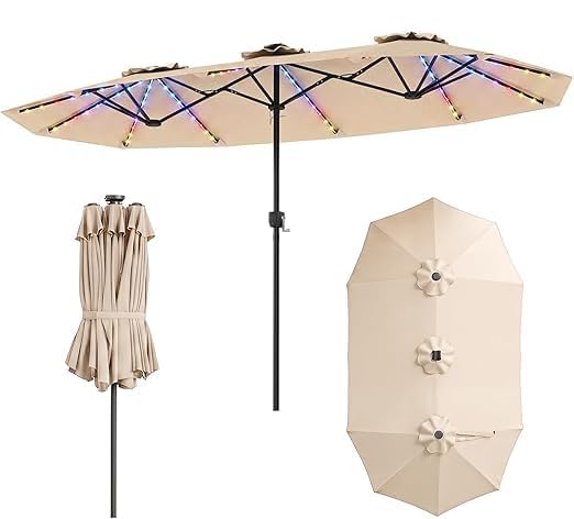 4.5m Double-Sided Parasol, 12 Heavy-Duty Ribs Extra Large Sun Umbrella