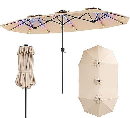 4.5m Double-Sided Parasol, 12 Heavy-Duty Ribs Extra Large Sun Umbrella