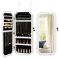 Lockable Full-Length Mirror Jewelry Cabinet with Storage Shelves for Bedroom