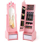 Kids Jewelry Cabinet with Full-Length Mirror and Foldable Drawer