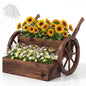 Wood Wagon Planter Box, 2-Tier Rustic Raised Garden Bed with Drainage Holes