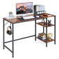 120 cm Reversible Home Office Desk with Headphone Hook and Shelves