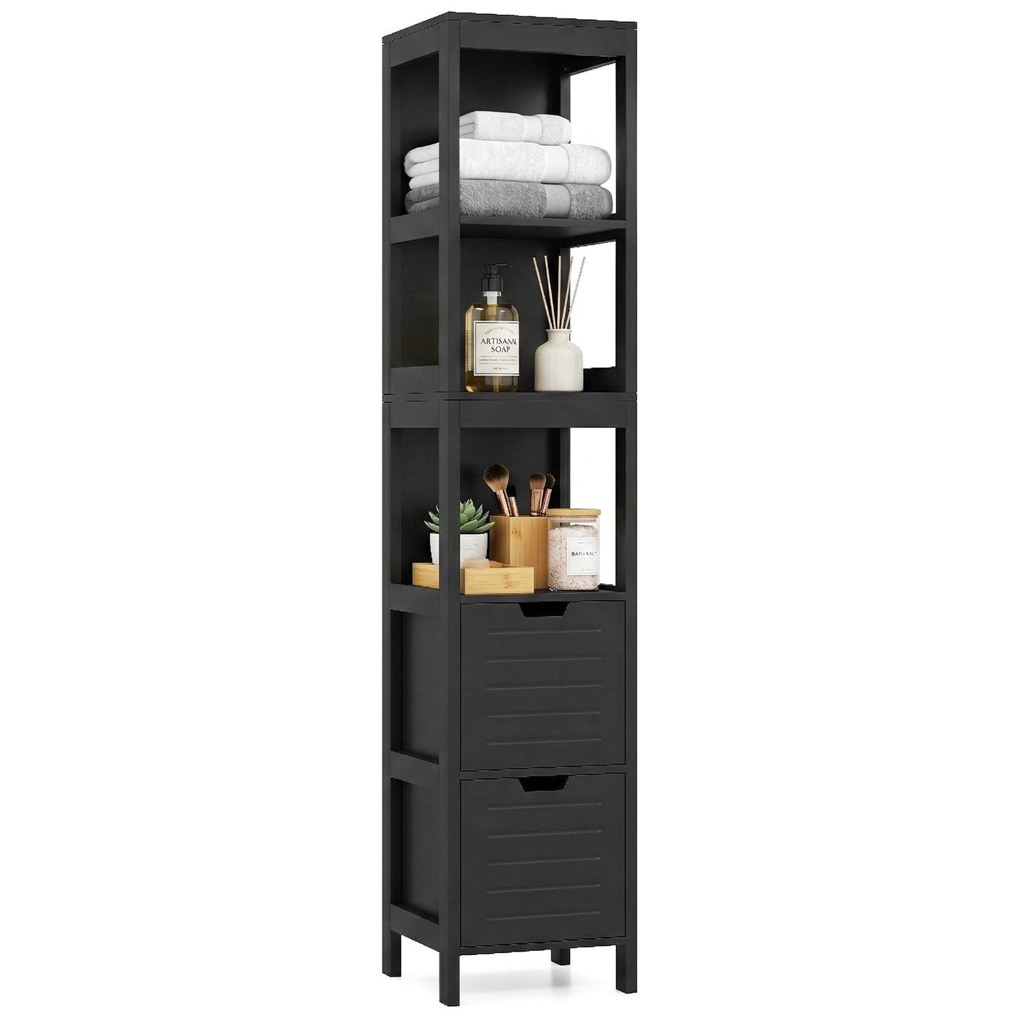 Tall Bath Storage Unit with 2 Deep Box Drawers