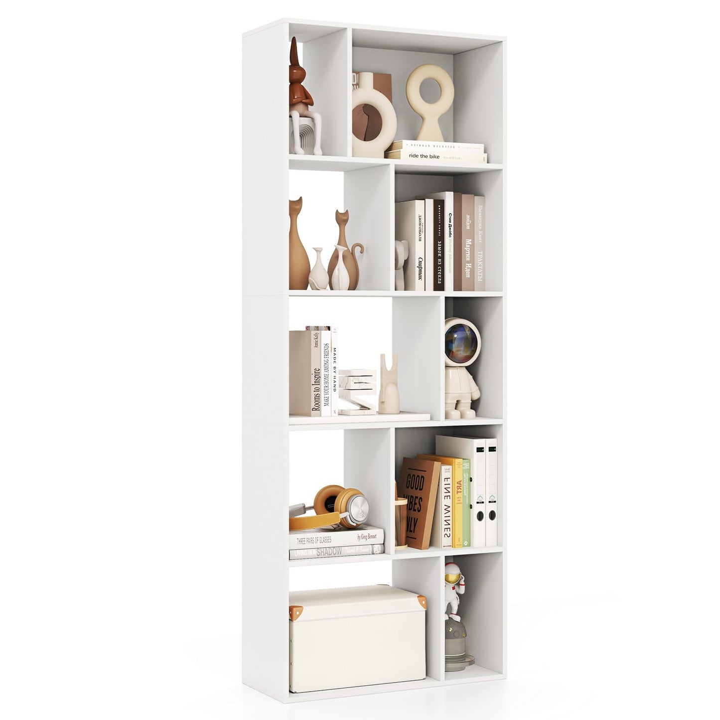 Wood 5-tier Bookshelf Bookcase Home Organizer Display Shelf