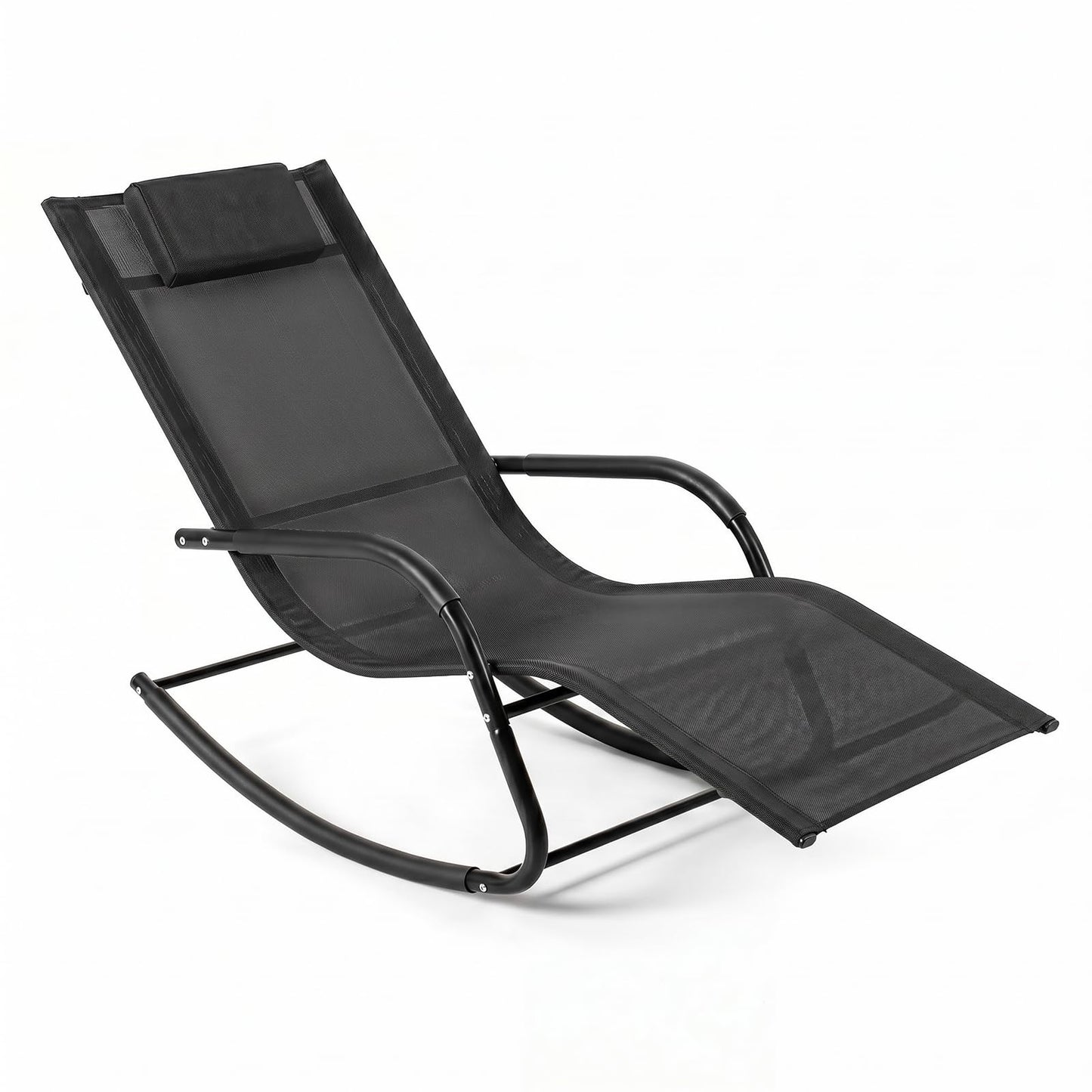 Rocking Sun Lounger, Zero Gravity Recliner Garden Rocking Chair with Headrest & Curved Armrests