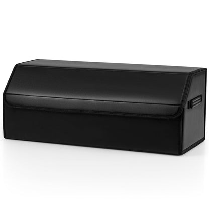 Leather Car Trunk Organizer with Lid Removable Divider and Large Capacity