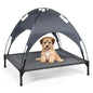 Steel Frame Elevated Pet Cot with Removable Canopy