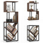 6-Tier Bookshelf, Industrial S-Shaped Geometric Bookcase