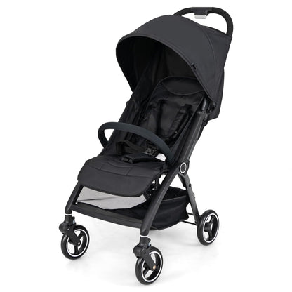 One Hand Foldable Toddler Stroller with Adjustable Backrest & Canopy