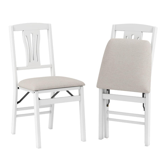 Set of 2 Folding Dining Chairs with Soft Padded Seat and Hollow-out Backrest