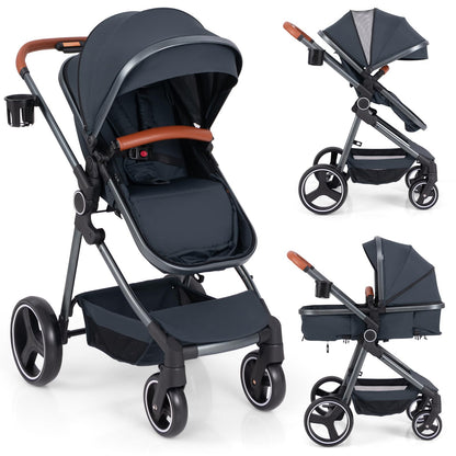 Convertible Baby Stroller with Footmuff and Extendable Canopy