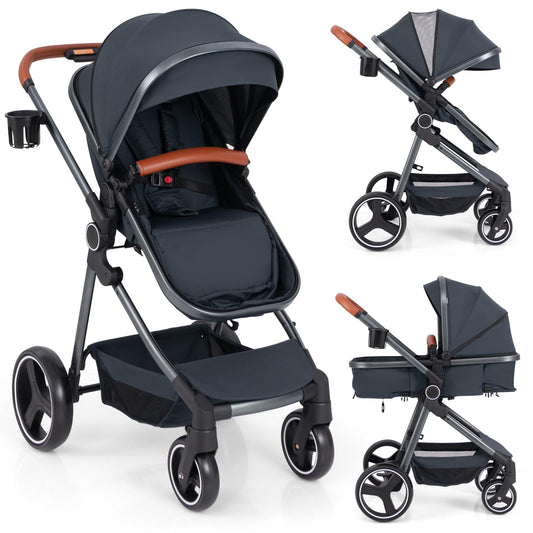 Convertible Baby Stroller with Footmuff and Extendable Canopy