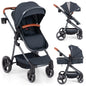 Convertible Baby Stroller with Footmuff and Extendable Canopy
