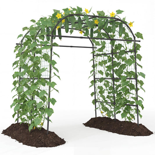 7.5FT/230CM Garden Arch Trellis, Large Plant Archway Tunnel with Netting