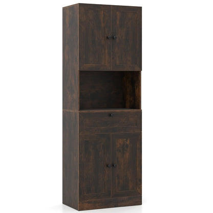 171.5cm Tall Kitchen Cupboard, 4-Door Pantry Storage Cabinet with Adjustable Shelf