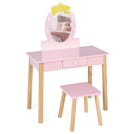 Girls Dressing Tables with Mirror and Drawer for Toddlers