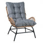 PE Rattan Leisure Chair with Cushion and Solid Metal Frame