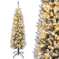 5/6FT Pre-Lit Christmas Tree, Artificial Frosted Hinged