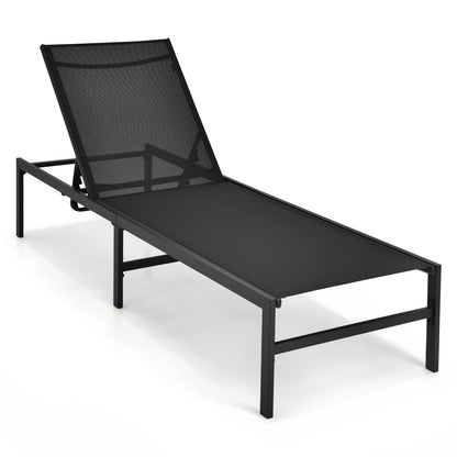 6 Positions Adjustable Garden Chaise Lounge Reclining Deck Sunbed