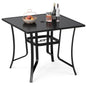 91CM Square Patio Table for 4 Outdoor Metal Dining Table with Umbrella Hole
