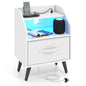 Bedside Table with Charging Station and LED Lights