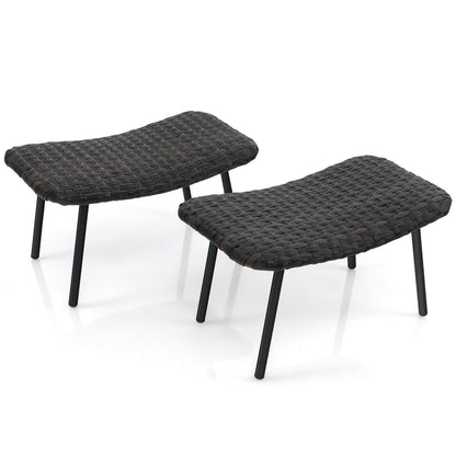 All-Weather Rattan Footstools Set of 2 with Quick-Dry Foam
