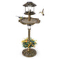 4 in 1 Bird Feeder and Bath with Solar Lights & Flower Planter Base