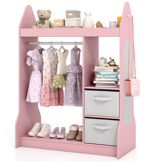 Kids Dress up Storage, Children Wardrobe with Mirror