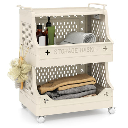 3/4/5/6 Tier Rolling Laundry Basket with Wheels and Handles for Laundry Room