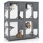 Spacious Fir Wood Outdoor Cat Enclosure with 2 Rest Nooks and 4 Activity Platforms