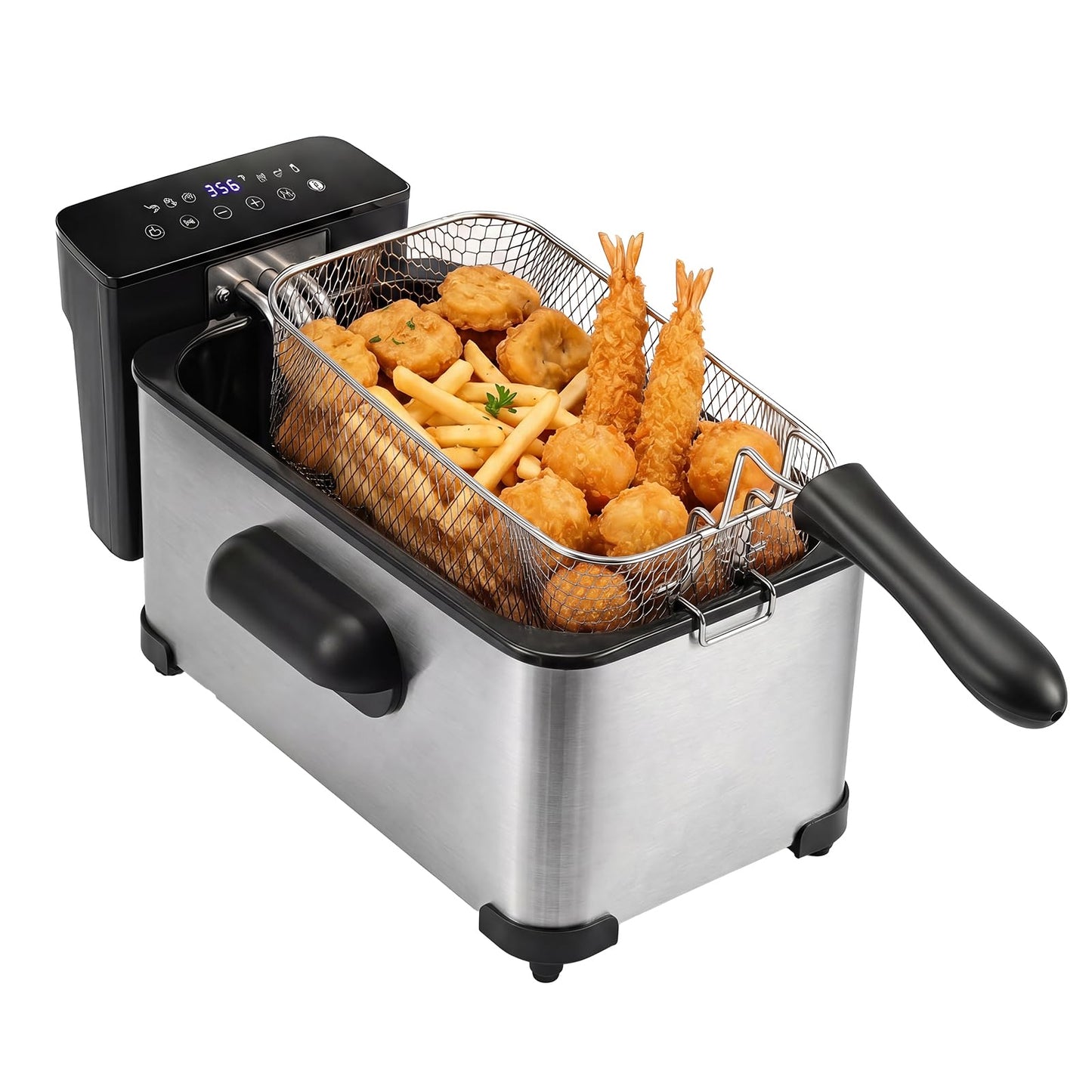 3L Electric Deep Fryer with LED Touch Screen and Viewing Window for Kitchen