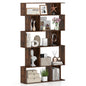 S-Shaped Wooden Bookcase, 5/6 Tiers Freestanding Storage Shelf
