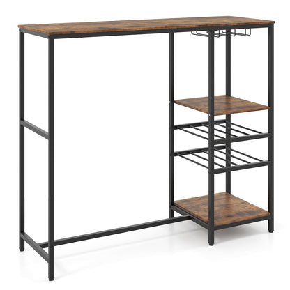 Metal Frame Kitchen Table with Storage Shelves
