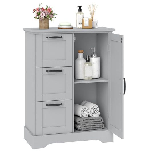 Farmhouse Floor Cabinet with Barn Door, Freestanding Bathroom Storage Organizer