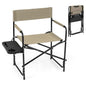 Folding Directors Chair, Oversized Camping Chairs with Side Table and Cup Holder