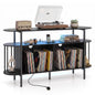 Record Player Stand with Charging Station,LED Lights