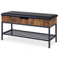 100cm Flip-Top Shoe Bench with Padded Seat, Hidden Storage, Shelf