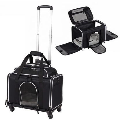 Airline Approved Rolling Cat and Dog Carrier with and Telescopic Handle