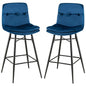 GiantexUK Bar Stools Set of 2, Velvet Upholstered Kitchen Barstools with Curved Tufted Back & Footrests