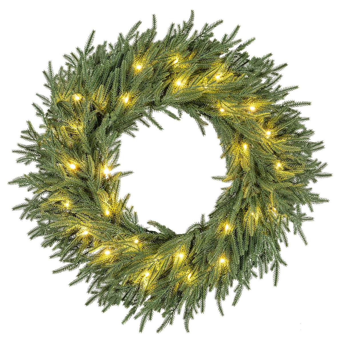60cm/24inch Pre-Lit Christmas Wreath with LED Lights