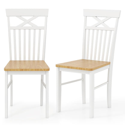 Farmhouse Dining Chair Set of 2 Wooden Kitchen Chair with Rubber Wood Frame