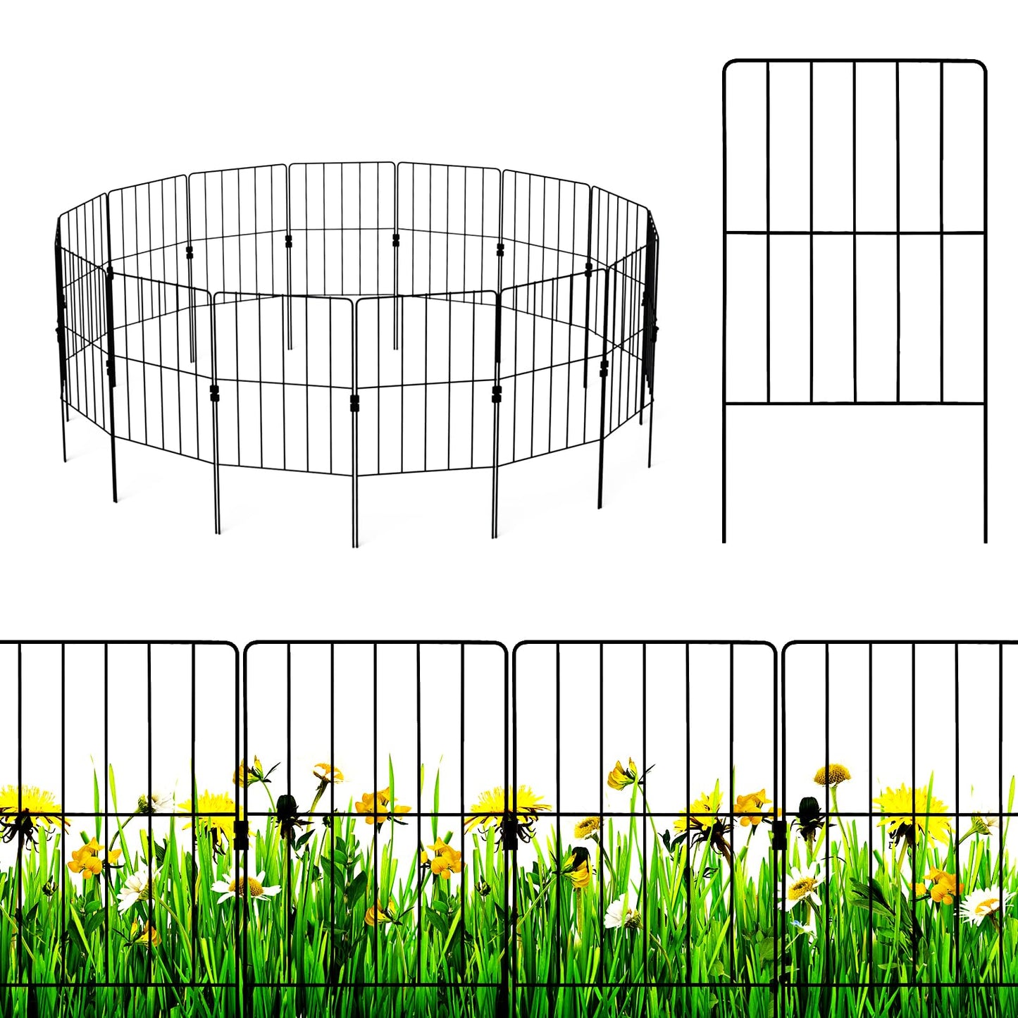 15PCS Garden Fence Outdoor Metal Rustproof Landscape Decorative Fencing Panels